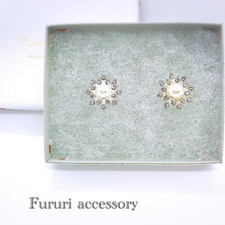 creema限定 crystal flower pierce/earrings  silver 母の日 5枚目の画像