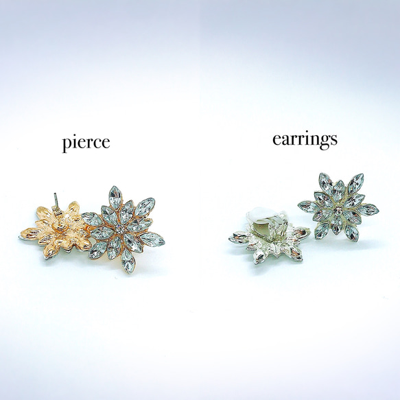 送料無料 crystal  snow flower  pierce/earrings  雪の結晶062 5枚目の画像
