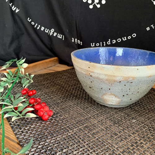 アースブラウン×ブルーグラデーション手作り陶器花瓶 呉須ブルーグラデーション植木鉢 一輪挿し・花瓶・花器 RYUSEN