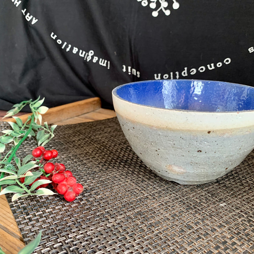 アースブラウン×ブルーグラデーション手作り陶器花瓶 信楽焼 陶器花瓶 フラワーベース 8.8cm釣り鐘形 洋風にも使える