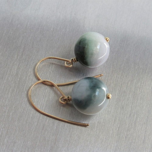 選べる】糸魚川翡翠（濃緑＊淡緑）***(14kgf)フックピアス／イヤリング