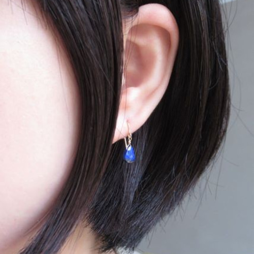 ラピスラズリ 小粒ペアシェイプ*** (14Kgf)フックピアス／イヤリング 
