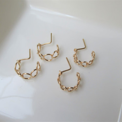 14kgf　Chain　ミニフープピアス***キャッチレス 7枚目の画像