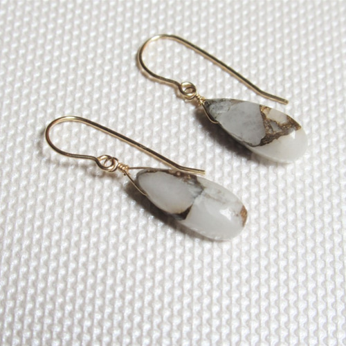 maumaumau　14kgf クリソコラコッパーインカルセドニー ピアス 14Kgf コッパーカルサイト ペアシェイプ フックピアス／イヤリング