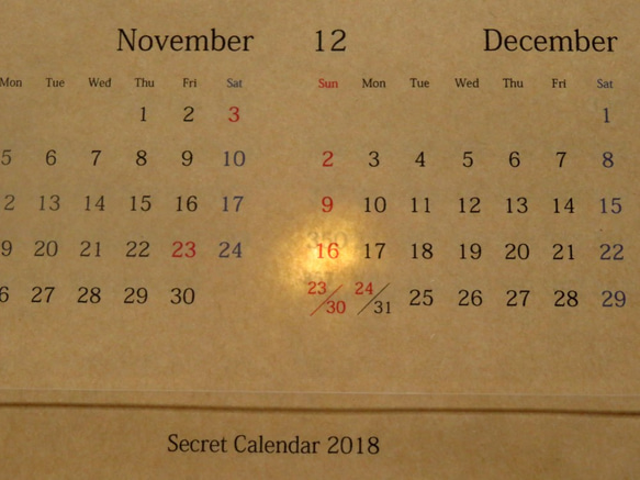 Secret Calendar 2018 7枚目の画像