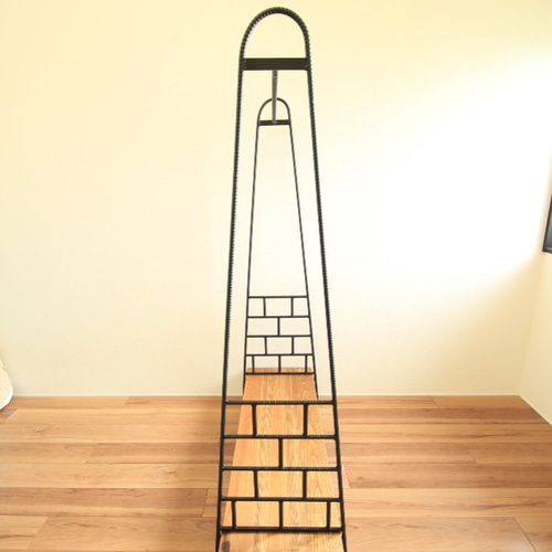 ブリックハンガーラック アイアン家具 レンガ調 無垢材 異形鉄筋 棚