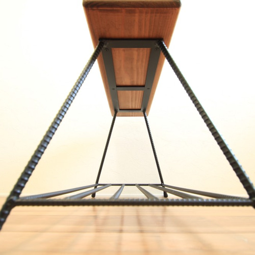 シューズラックベンチ アイアン家具 無垢材 異形鉄筋 棚・シェルフ