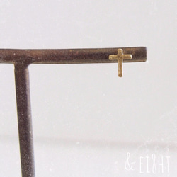 【再販】- Brass - Mini Cross　ピアス 1枚目の画像