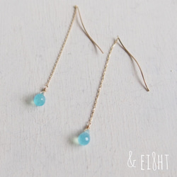 - K10 - Sea Blue Chalcedony のアメリカンピアス 1枚目の画像