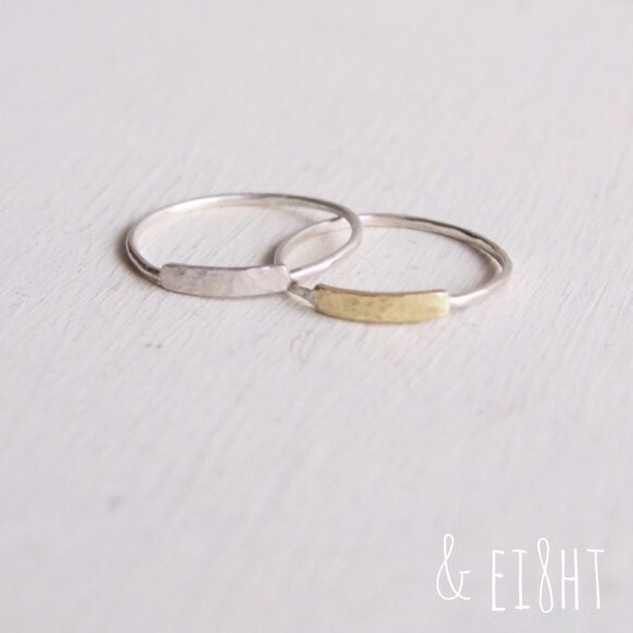 【再販】- BR/SV - Flat Bar Ring Set 2枚目の画像