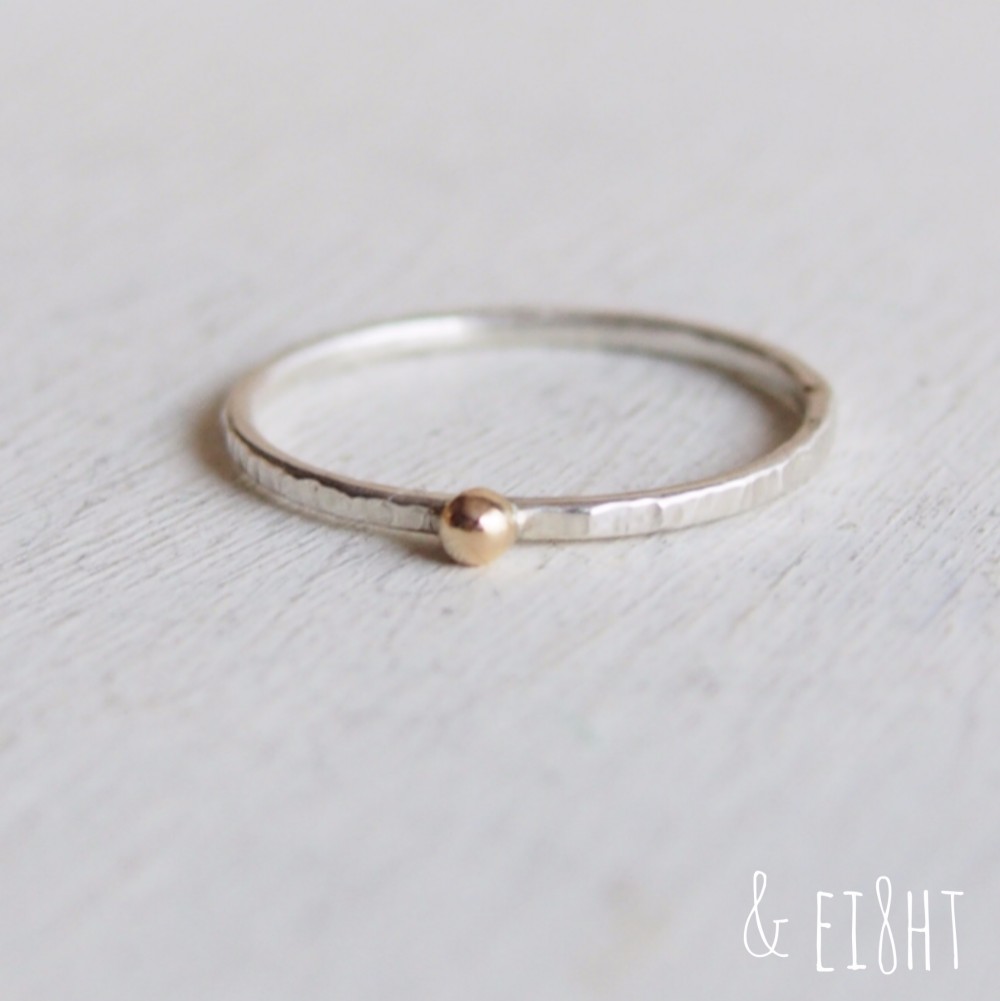 【再販】- K10/SV - Textured Ring w/ Gold Grain 4,673円