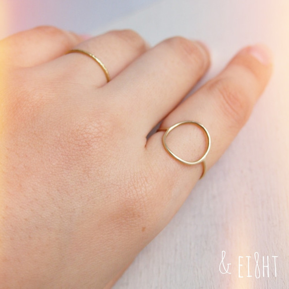 【再販】- K10 - Gold Circle Ring 4枚目の画像