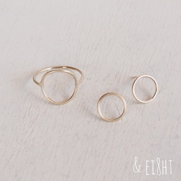 【再販】- K10 - Gold Circle Ring 5枚目の画像