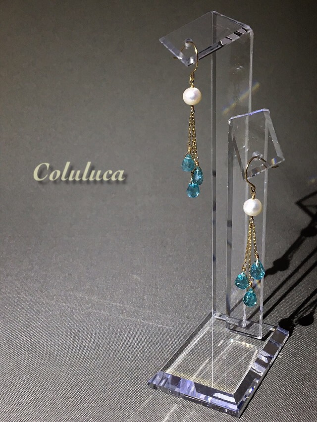 K10 アパタイトと淡水パールのピアス