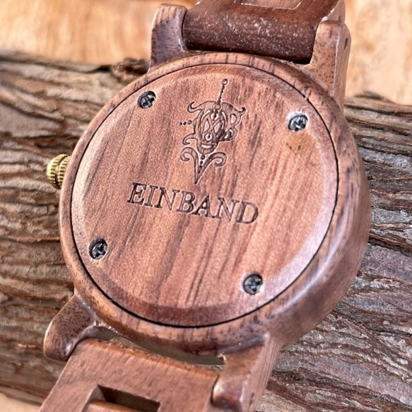 【木製腕時計】EINBAND Reise 天然貝 パール アバロンシェル 木の時計 ウッド ウォッチ クルミ【32mm】 4枚目の画像