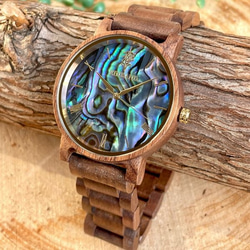 EINBAND Reise Walnut × Avalon Shell 木製腕時計 40mm 1枚目の画像