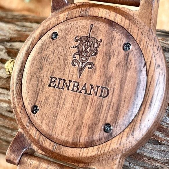 EINBAND Reise Walnut × Avalon Shell 木製腕時計 40mm 4枚目の画像