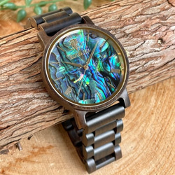 EINBAND Reise Sandal Wood × Avalon Shell 木製腕時計 40mm 1枚目の画像