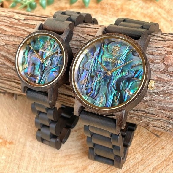 EINBAND Reise Sandal Wood × Avalon Shell 木製腕時計 40mm 5枚目の画像