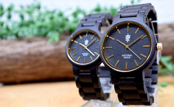 EINBAND Dank Ebony & Gold 40mm 木製腕時計 ウッドウォッチ 4枚目の画像