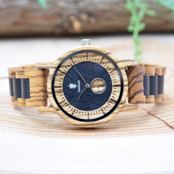 EINBAND Mond Zebra & Ebony 38mm 木製腕時計 ウッドウォッチ 3枚目の画像