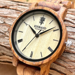 EINBAND Reise Zebrawood 32mm木製手錶木製手錶 第2張的照片