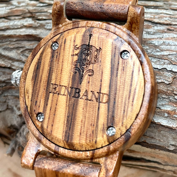 EINBAND Reise Zebrawood 32mm木製手錶木製手錶 第3張的照片