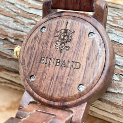 【木製腕時計】EINBAND Reise 定番 天然 木の時計 ウッドウォッチ クルミ&ゴールド【32mm】 3枚目の画像