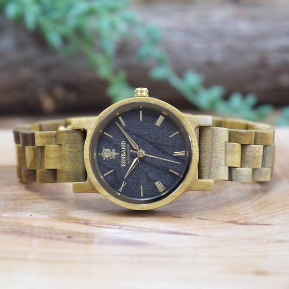 EINBAND Reise柚木和黃金32毫米木製手錶木製手錶 第3張的照片