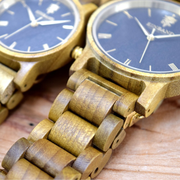 EINBAND Reise柚木和黃金32毫米木製手錶木製手錶 第7張的照片