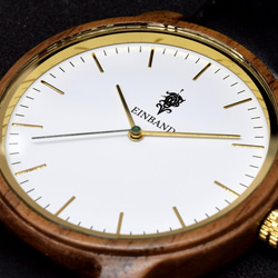 EINBAND Glanz WHITE 40mm棕色皮革木質手錶木質手錶 第6張的照片