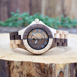 EINBAND Meer 42mm Walnut & Maple 木製腕時計 2枚目の画像