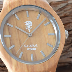 EINBAND Luft Olive レザー木製腕時計 36mm 5枚目の画像