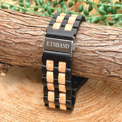 【木製腕時計】EINBAND Sand 木の時計 カレンダー付き ウッド ウォッチ メイプル エボニー 黒檀【46mm】 3枚目の画像