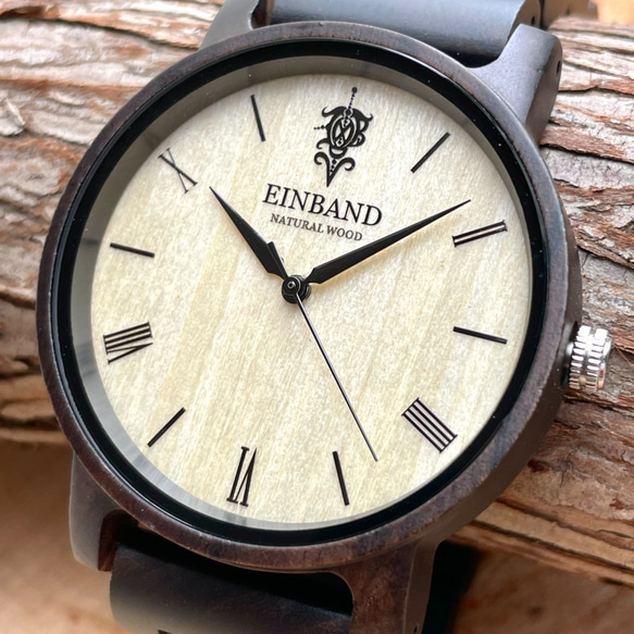 【木製腕時計】EINBAND Reise 定番 木の時計 スタイリッシュ ウッドウォッチ サンダルウッド【40mm】 2枚目の画像