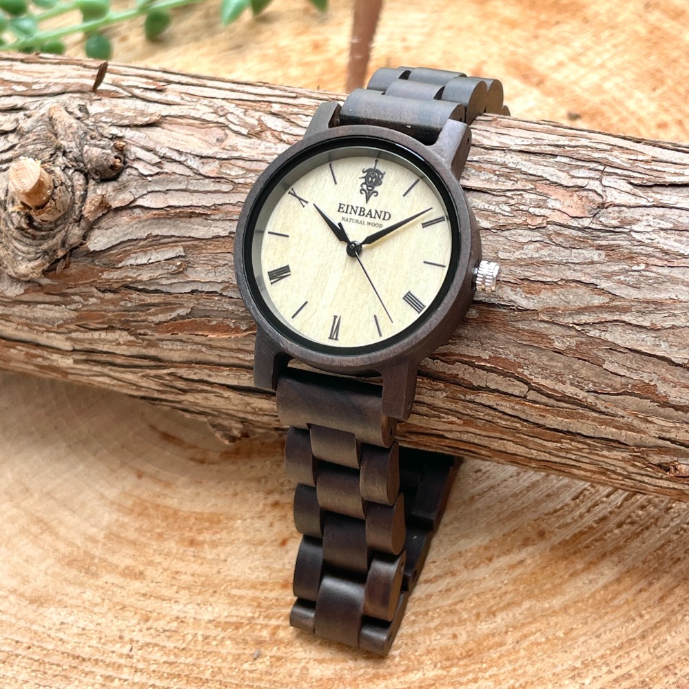 木の腕時計 EINBAND Reise ウッドウォッチ サンダルウッド メイプル文字盤 40mm