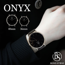 BOND STONE【SHINE】オニキス 36mm 天然石腕時計 本体のみ(ベルト別売り) 7枚目の画像