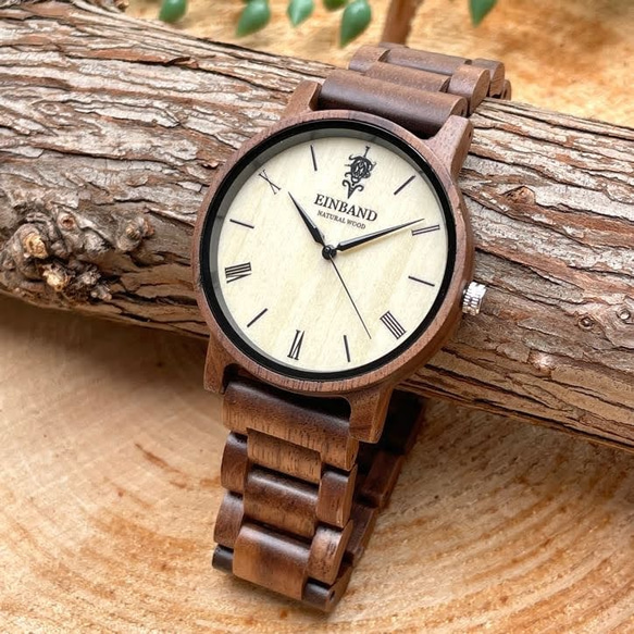 EINBAND Reise胡桃木40毫米木製手錶木製手錶 第1張的照片