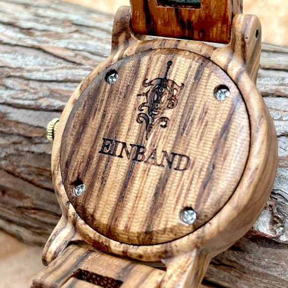 EINBAND Reise ZebraWood &amp; Gold 32 毫米木製手錶 Wood Watch 第3張的照片