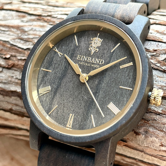 EINBAND Reise SandalWood＆Gold 32mm Wooden Watch Wood Watch 第2張的照片