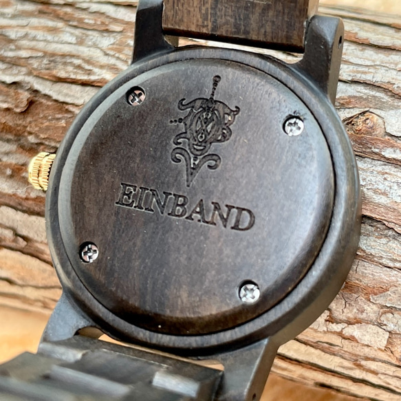 EINBAND Reise SandalWood＆Gold 32mm Wooden Watch Wood Watch 第3張的照片