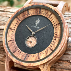 【木製腕時計】EINBAND Mond ウッドウォッチ ブレスレット 木の時計 アカシア＆エボニー【40mm】 2枚目の画像