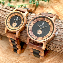 【木製腕時計】EINBAND Mond ウッドウォッチ ブレスレット 木の時計 アカシア＆エボニー【40mm】 5枚目の画像