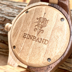 【木製腕時計】EINBAND Meer ダイバーウォッチ 木の時計 天然ウッド クルミ＆メイプル【42mm】 4枚目の画像