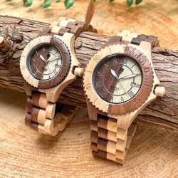 【木製腕時計】EINBAND Meer ダイバーウォッチ 木の時計 天然ウッド クルミ＆メイプル【42mm】 8枚目の画像