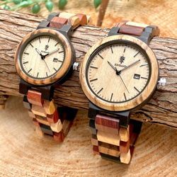 【木製腕時計】EINBAND Schatz 5種類の木をミックス ウッドウォッチ 木の時計 メイプル【32mm】 4枚目の画像