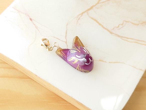 【チャーム】狐面の小飾り ｰ紫麗ｰ 1枚目の画像