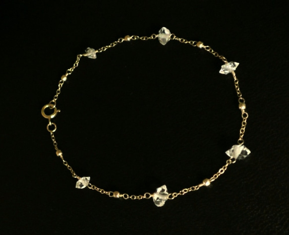 TOMO】ハーキマーダイヤモンドのスライダーチェーンブレスレット