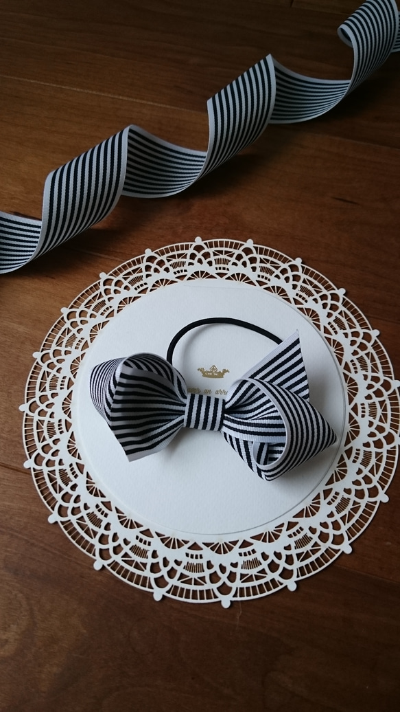 stripe ribbon のヘアゴム・バナナクリップ・バレッタ 3枚目の画像
