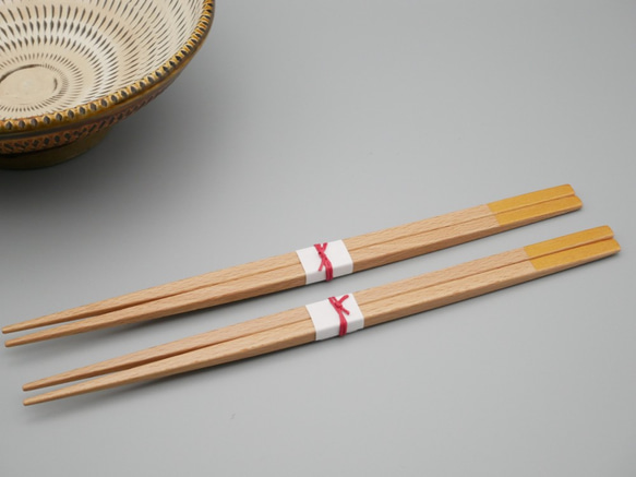 【アウトレット】ぶなの箸２膳　先が浮いた木の箸　２５ｃｍ 1枚目の画像